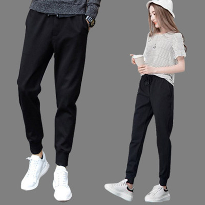 Pure Black (Ordinary Version Without Elasticity)ins Sports pants Women's trousers easy Show thin Spring and summer 2021 new pattern Korean version Internet celebrity Haren pants Tie one's feet leisure time sweatpants