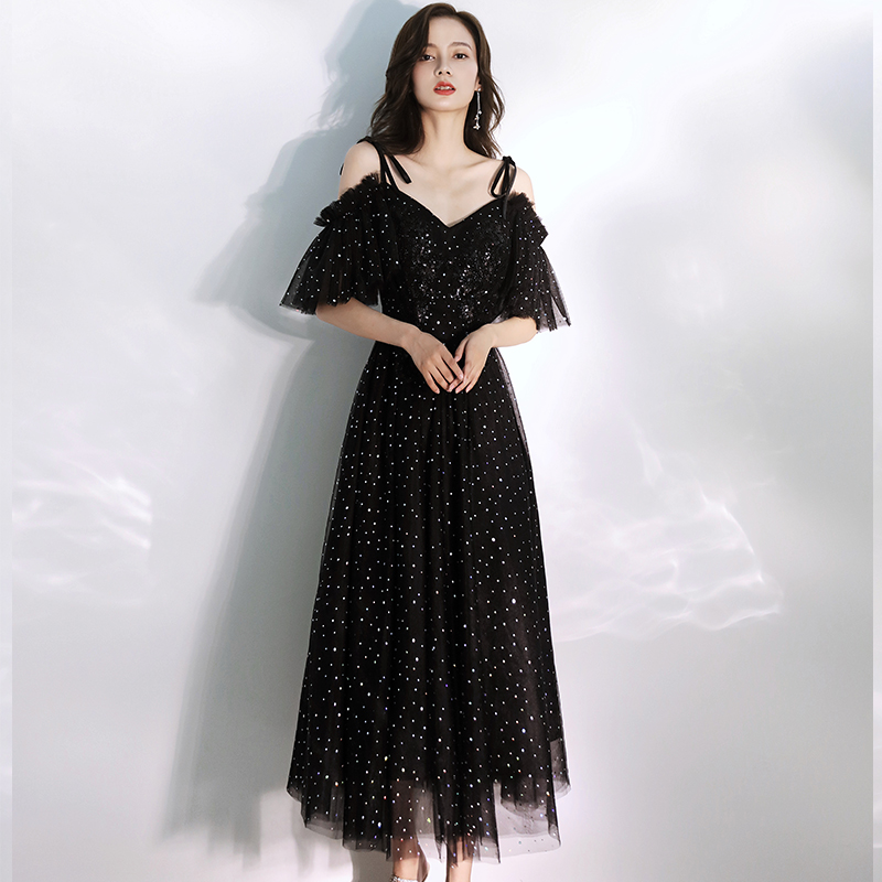 Black evening dress, 2021 collection