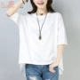 Áo ngắn nữ 2019 mùa hè mới phiên bản Hàn Quốc áo thun nữ rộng tay ngắn màu trắng hoang dã áo thun nữ mỏng - Áo phông áo phông dài tay