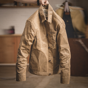 Madden dụng cụ Mỹ retro dầu nặng sáp vải áo khoác Ami 咔叽 cổ điển replica Slim áo khoác nam
