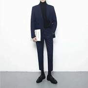 Bộ đồ Dongdaemun phù hợp với nam Slim Hàn Quốc đôi ngực Anh giản dị nhỏ phù hợp với áo khoác xu hướng đẹp trai - Suit phù hợp