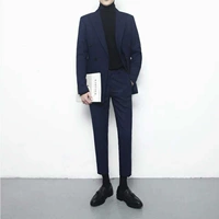 Bộ đồ Dongdaemun phù hợp với nam Slim Hàn Quốc đôi ngực Anh giản dị nhỏ phù hợp với áo khoác xu hướng đẹp trai - Suit phù hợp bộ vest nam