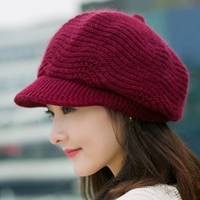 Зимняя шапка, трикотажный шерстяной берет с капюшоном, в корейском стиле