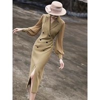 Расширенный осенний пиджак классического кроя, юбка, платье, изысканный стиль, городской стиль, длинный рукав, облегающий крой