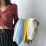 Áo len cổ chữ V chạm đáy của phụ nữ phần mỏng dây rút áo sơ mi dài tay đầu thu 2018 cho nữ bộ áo len tự trồng mới ao khoac len dep