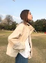 Kitahara Bobcat Hàn Quốc oversize mùa xuân và mùa thu retro lỏng áo khoác giản dị áo khoác ngắn áo khoác dạ nữ