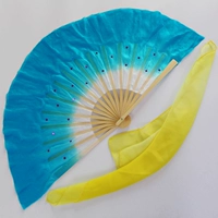 Действительно шелковое озеро синий вентилятор+градиент желтый шелковый шарф