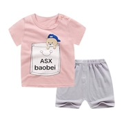Mùa hè chàng trai và cô gái bông t- shirt quần short phù hợp với bé quần short ngắn tay áo hai mảnh bé thiết lập 0-5 tuổi