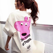 Mùa hè Hàn Quốc phiên bản của lợn Peggy đồ ngủ cô gái lỏng ngắn tay váy dễ thương phim hoạt hình nightdress có thể được đeo bên ngoài nhà dịch vụ