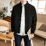 Phong cách Trung Quốc kích thước lớn quần áo nam nút khóa Tang phù hợp với áo khoác nam áo len ngắn đoạn len áo khoác nam quần áo mùa thu và mùa đông