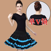 Черный, синий, V-образный вырез, короткий рукав