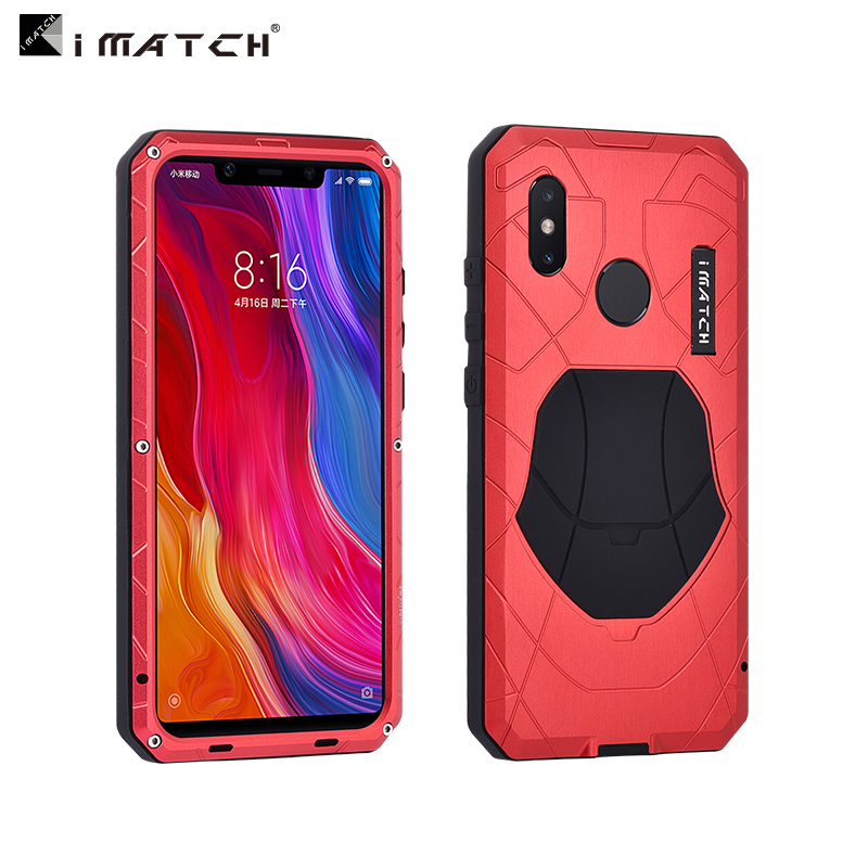 iMatch Water Resistant Shockproof Dust/Dirt/Snow-Proof Aluminum Metal Military Heavy Duty Armor Protection Case Cover for Xiaomi Mi 8