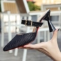 Giày lười nữ nửa mùa hè 2018 phiên bản Hàn Quốc mới của Baotou bên ngoài mặc dày với dép cao gót mũi nhọn và dép giày dép juno