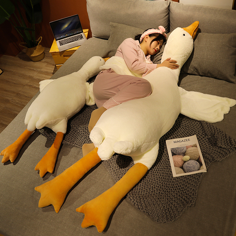かわいい大きな白いガチョウの枕ぬいぐるみビッグガチョウ人形人形人形ベッド睡眠誕生日プレゼント女の子のための