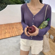 2018 đầu mùa thu mới V-Cổ tùy chỉnh chất liệu sợi vỏ khóa knit top loose casual hoang dã dài tay cardigan