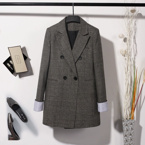 Демисезонный длинный пиджак классического кроя для отдыха, популярно в интернете, средней длины, по фигуре