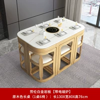 1 длинная таблица 6 стула (оригинальные деревянные ножки+белая каменная доска) с печью