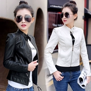 Giải phóng mặt bằng đặc biệt phần ngắn cổ áo da quần áo nữ Hained leather Hàn Quốc áo khoác da xe máy bình thường thêm mã lớn - Quần áo da