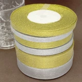 Декоративные золотисто -зеленый лук Материалы DIY BOX BOX День день рождения подарки декоративный лук шелкового пояса и серебряная лента.