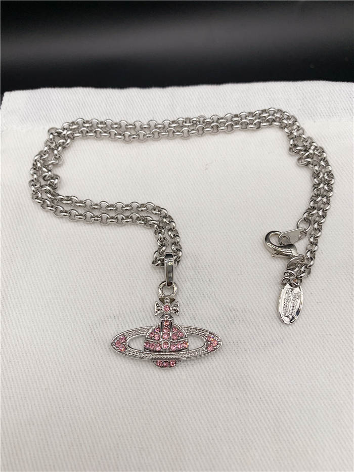 Silver Pink Diamond -- b8013Europe and America fashion golden silvery Pink blue black Full drill  Necklace --B8010