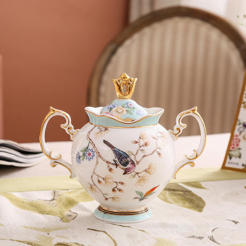 Sugar CanNew Chinese style Chinese style National tide coffee cup suit British style Small luxurious ceramics household good-looking afternoon tea tea set