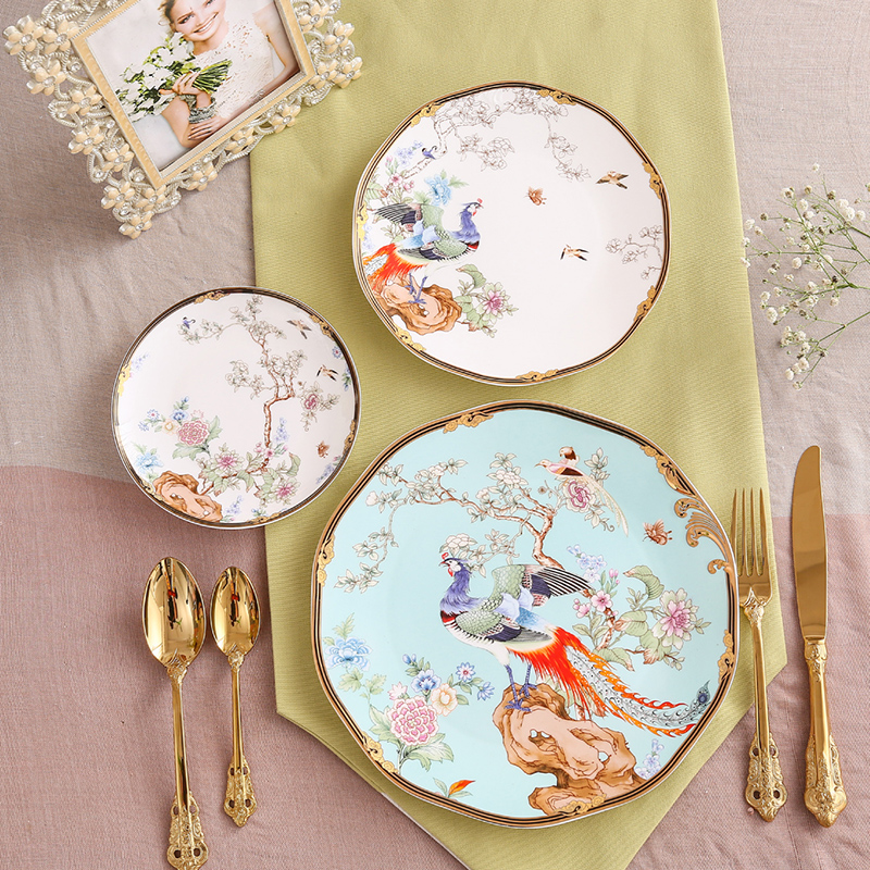6 + 8 + 10.5 Inch Plate & Express PackageNew Chinese style Chinese style National tide coffee cup suit British style Small luxurious ceramics household good-looking afternoon tea tea set