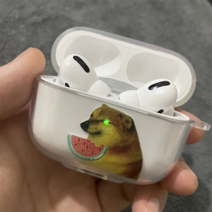 Силиконовый защитный чехол для Apple AirPods (1/2/3/Pro), прозрачный с принтом, видимый индикатор