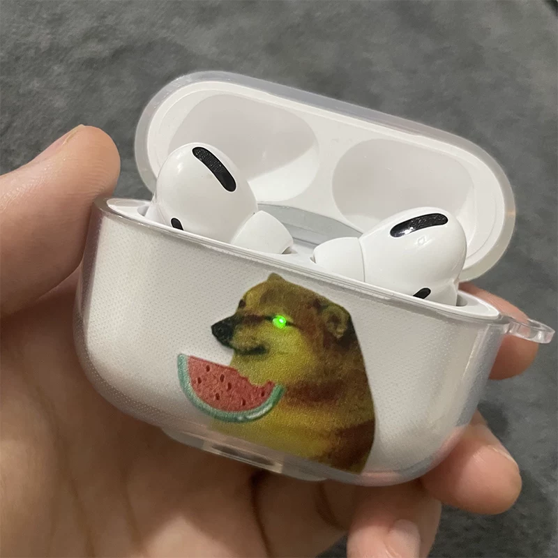 Силиконовый защитный чехол для Apple AirPods (1/2/3/Pro), прозрачный с принтом, видимый индикатор