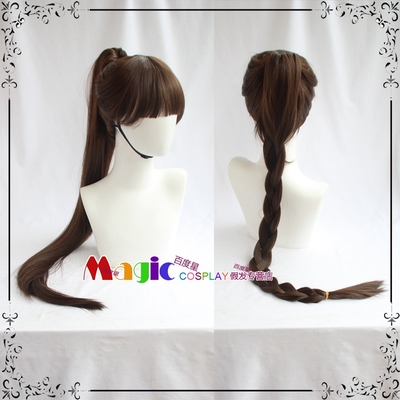 taobao agent Cosplay wig animation version of the soft bone charm rabbit small dance dark brown horsetail tiger clip spot