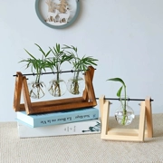 [phiên bản chữ tùy chỉnh] Yisen văn học gió khung gỗ thủy canh cây thủy tinh bình hoa trang trí phòng khách trang trí - Vase / Bồn hoa & Kệ