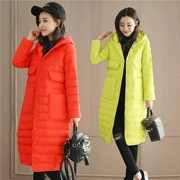 Mùa đông mới 2018 áo khoác cotton nhẹ cho nữ dài phiên bản Hàn Quốc áo khoác trùm đầu màu kẹo mỏng Xuống quần áo cotton thủy triều