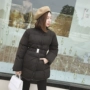 Quần áo cotton chống nữ 2018 mới dài phần dày mùa đông Hàn Quốc phiên bản áo khoác cotton thắt lưng áo khoác mỏng xuống ao phao nữ