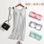 Phương thức nữ mùa hè vành đai ngực pad đồ ngủ áo ngực cup một nightdress giản dị không tay nhà dịch vụ dài vest váy vay ngu lua cao cap