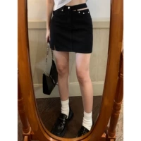 Летняя черная мини-юбка, цветная джинсовая юбка, А-силуэт, коллекция 2021, высокая талия
