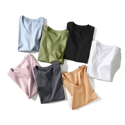 [WTX01029] Jasmine ya thiết lập hỗ trợ cao hai mặt cotton mercerized đa màu V-Cổ ngắn tay của phụ nữ T-Shirt