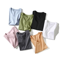 [WTX01029] Jasmine ya thiết lập hỗ trợ cao hai mặt cotton mercerized đa màu V-Cổ ngắn tay của phụ nữ T-Shirt áo phông rộng