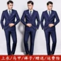 Suit photo studio màu xanh phiên bản Hàn Quốc của thanh niên đẹp trai trình diễn trang phục dạ hội phù hợp với bộ đồ ba mảnh nam - Suit phù hợp bộ vest nam