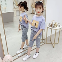 Комплект, летняя одежда, детская футболка с коротким рукавом для отдыха, джинсы, популярно в интернете, коллекция 2021, в западном стиле