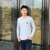 2017 dài tay t-shirt nam mùa thu Hàn Quốc phiên bản của kích thước lớn lỏng vòng cổ phần mỏng áo sơ mi giản dị cộng với phân bón để tăng đáy áo Áo phông dài
