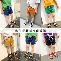 Tinky trẻ em quần áo mùa hè trẻ em mới của bên lỏng lẻo giả quần short denim chàng trai giản dị quần nóng trong trẻ em lớn của bãi biển quần quần legging bé gái