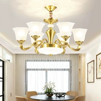 Медная люстра для гостиной, светильник, ретро лампа, в американском стиле, коллекция 2023