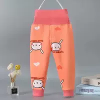 Утепленные оранжевые штаны, кролик, высокая талия