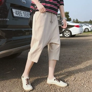 Xia Nan cắt quần cotton và vải lanh quần short nam sinh viên quần hoang dã xu hướng loose 7 điểm quần mỏng quần hậu cung quần mới