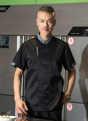 高级厨师工作服男短袖夏季透气中国风工装酒店餐饮饭店厨房定制