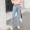 Xuân 2018 phiên bản Hàn Quốc mới của quần lửng rộng cỡ lớn eo cao hoang dã 9 điểm quần jeans nữ cà rốt