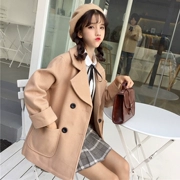 Mùa thu và mùa đông của phụ nữ mới Hàn Quốc khí chất ngọt ngào phù hợp với cổ áo lỏng áo len đôi ngực áo khoác học sinh