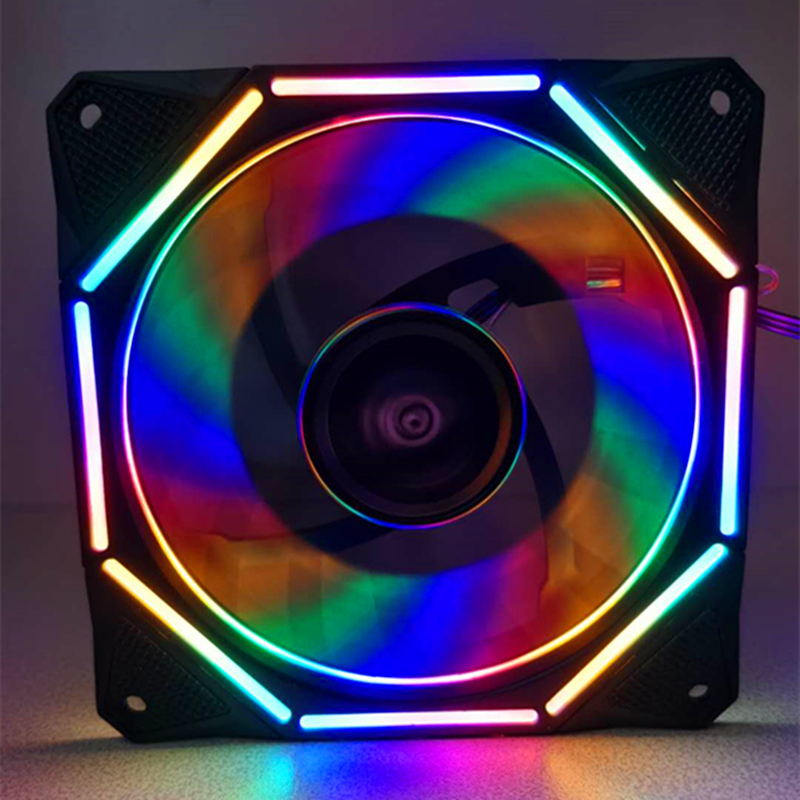 Linglong [rainbow] 3P + big 4D interfaceChassis Fan 12cm Double aperture rgb water-cooling dissipate heat Silence led a main board AURA Divine light synchronization 5V / 12V