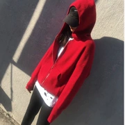Trạm châu âu 2018 mùa thu thời trang mới trùm đầu đan áo khoác nữ lỏng mỏng áo len màu đỏ cardigan giản dị