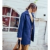 Da Vinyl phiên bản Hàn Quốc của áo khoác len dày màu rắn nữ thắt lưng lỏng băng phần dài áo len áo khoác dạ nữ dáng dài Accentuated eo áo