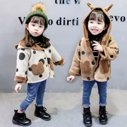 Áo khoác bé gái mùa thu đông mùa đông áo sơ mi 1-2-3-4 tuổi 2018 mới 5 bé gái cộng với áo khoác nhung cho bé